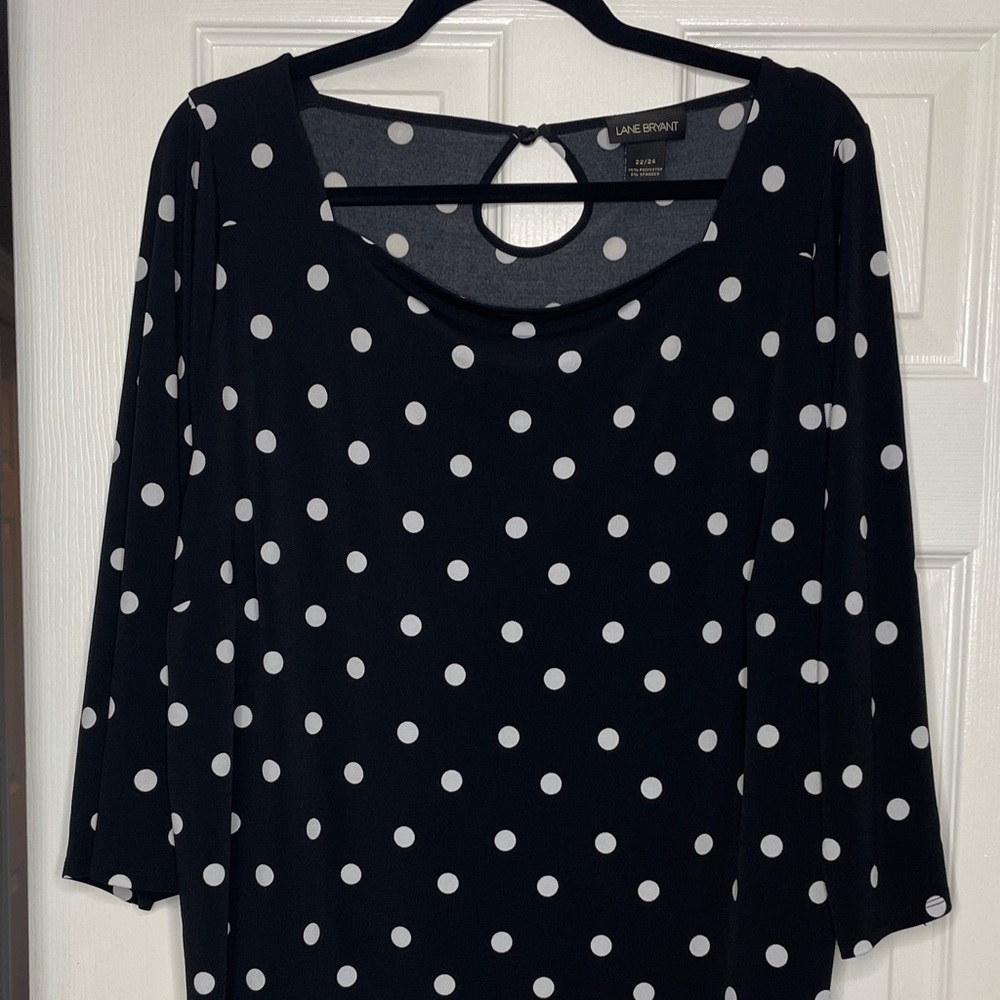 Lane Bryant Black and White Polka Dot Blouse